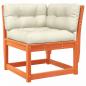 Preview: Garten-Ecksofa mit Kissen Wachsbraun Massivholz Kiefer