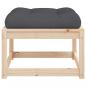 Preview: Gartenhocker mit Kissen Massivholz Kiefer