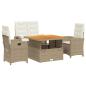 Preview: 4-tlg. Garten-Essgruppe mit Kissen Beige Poly Rattan