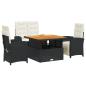 Preview: 4-tlg. Garten-Essgruppe mit Kissen Schwarz Poly Rattan
