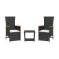 Preview: 3-tlg. Garten-Essgruppe mit Kissen Schwarz Poly Rattan