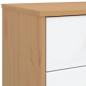 Preview: ARDEBO.de - Nachttisch OLDEN Weiß und Braun Massivholz Kiefer 