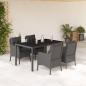 Preview: ARDEBO.de - 5-tlg. Garten-Essgruppe mit Kissen Schwarz Poly Rattan