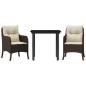 Preview: 3-tlg. Garten-Essgruppe mit Kissen Braun Poly Rattan