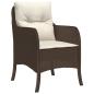 Preview: 3-tlg. Garten-Essgruppe mit Kissen Braun Poly Rattan