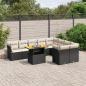 Preview: ARDEBO.de - 10-tlg. Garten-Sofagarnitur mit Kissen Schwarz Poly Rattan
