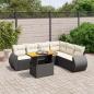 Preview: ARDEBO.de - 7-tlg. Garten-Sofagarnitur mit Kissen Schwarz Poly Rattan