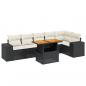 Preview: 7-tlg. Garten-Sofagarnitur mit Kissen Schwarz Poly Rattan