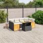 Preview: ARDEBO.de - 7-tlg. Garten-Sofagarnitur mit Kissen Schwarz Poly Rattan