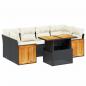 Preview: 7-tlg. Garten-Sofagarnitur mit Kissen Schwarz Poly Rattan