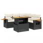 Preview: 6-tlg. Garten-Sofagarnitur mit Kissen Schwarz Poly Rattan