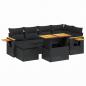 Preview: 7-tlg. Garten-Sofagarnitur mit Kissen Schwarz Poly Rattan