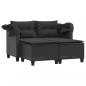 Preview: Gartensofa 2-Sitzer mit Dach und Hockern Schwarz Poly Rattan