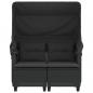 Preview: Gartensofa 2-Sitzer mit Dach und Hockern Schwarz Poly Rattan