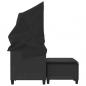 Preview: Gartensofa 2-Sitzer mit Dach und Hockern Schwarz Poly Rattan