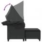 Preview: Gartensofa 2-Sitzer mit Dach und Hockern Schwarz Poly Rattan