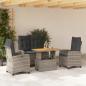 Preview: ARDEBO.de - 4-tlg. Garten-Essgruppe mit Kissen Grau Poly Rattan