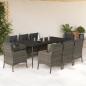 Preview: ARDEBO.de - 9-tlg. Garten-Essgruppe mit Kissen Grau Poly Rattan