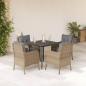 Preview: ARDEBO.de - 5-tlg. Garten-Essgruppe mit Kissen Beige Poly Rattan