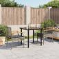 Preview: ARDEBO.de - 3-tlg. Garten-Essgruppe mit Kissen Grau Poly Rattan