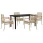 Preview: 5-tlg. Garten-Essgruppe mit Kissen Beige Poly Rattan