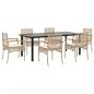 Preview: 7-tlg. Garten-Essgruppe mit Kissen Beige Poly Rattan