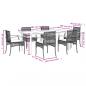 Preview: 7-tlg. Garten-Essgruppe mit Kissen Grau Poly Rattan