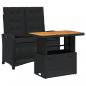 Preview: 2-tlg. Garten-Essgruppe mit Kissen Schwarz Poly Rattan