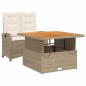 Preview: 2-tlg. Garten-Essgruppe mit Kissen Beige Poly Rattan
