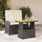 Preview: ARDEBO.de - 2-tlg. Garten-Essgruppe mit Kissen Schwarz Poly Rattan