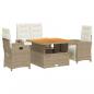 Preview: 4-tlg. Garten-Essgruppe mit Kissen Beige Poly Rattan