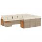 Preview: ARDEBO.de - 11-tlg. Garten-Sofagarnitur mit Kissen Beige Poly Rattan