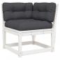 Preview: Garten-Ecksofa mit Kissen Weiß 73x73x78 cm Massivholz Kiefer