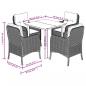 Preview: 5-tlg. Garten-Essgruppe mit Kissen Schwarz Poly Rattan