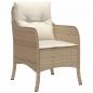 Preview: 5-tlg. Garten-Essgruppe mit Kissen Beige Poly Rattan