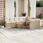 Preview: ARDEBO.de - 10-tlg. Garten-Sofagarnitur mit Kissen Beige Poly Rattan