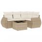 Preview: 5-tlg. Garten-Sofagarnitur mit Kissen Beige Poly Rattan