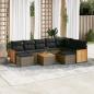 Preview: ARDEBO.de - 10-tlg. Garten-Sofagarnitur mit Kissen Grau Poly Rattan