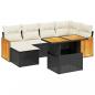 Preview: 7-tlg. Garten-Sofagarnitur mit Kissen Schwarz Poly Rattan