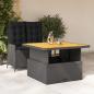 Preview: ARDEBO.de - 2-tlg. Garten-Essgruppe mit Kissen Schwarz Poly Rattan