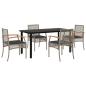 Preview: 5-tlg. Garten-Essgruppe mit Kissen Grau Poly Rattan