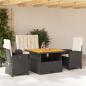 Preview: ARDEBO.de - 4-tlg. Garten-Essgruppe mit Kissen Schwarz Poly Rattan