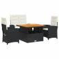 Preview: 4-tlg. Garten-Essgruppe mit Kissen Schwarz Poly Rattan