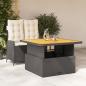 Preview: ARDEBO.de - 2-tlg. Garten-Essgruppe mit Kissen Schwarz Poly Rattan