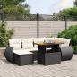Preview: ARDEBO.de - 7-tlg. Garten-Sofagarnitur mit Kissen Schwarz Poly Rattan