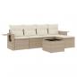 Preview: 6-tlg. Garten-Sofagarnitur mit Kissen Beige Poly Rattan