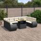 Preview: ARDEBO.de - 10-tlg. Garten-Sofagarnitur mit Kissen Schwarz Poly Rattan