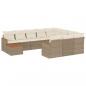Preview: 11-tlg. Garten-Sofagarnitur mit Kissen Beige Poly Rattan