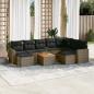 Preview: ARDEBO.de - 10-tlg. Garten-Sofagarnitur mit Kissen Grau Poly Rattan