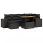 Preview: 7-tlg. Garten-Sofagarnitur mit Kissen Schwarz Poly Rattan